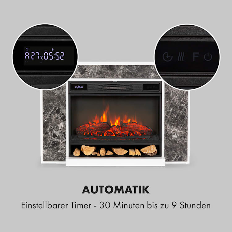Vulsini Nightfall Elektrokamin 1900 W LED-Technik Fernbedienung Kamingehäuse im Marmor-Look