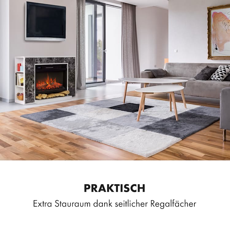 Vulsini Nightfall Elektrokamin 1900 W LED-Technik Fernbedienung Kamingehäuse im Marmor-Look
