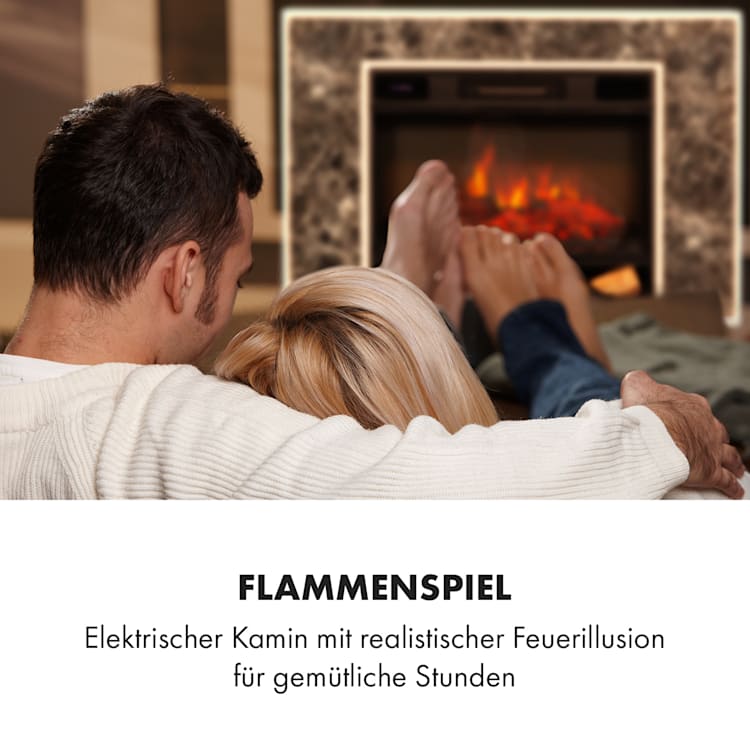Vulsini Nightfall Elektrokamin 1900 W LED-Technik Fernbedienung Kamingehäuse im Marmor-Look