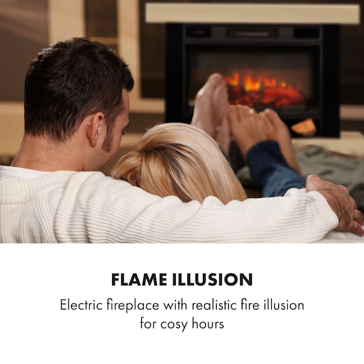 Vulsini Nightfall Electric Fireplace 1900 W LED Technology Remote Control white Fireplace chassis in studio look
