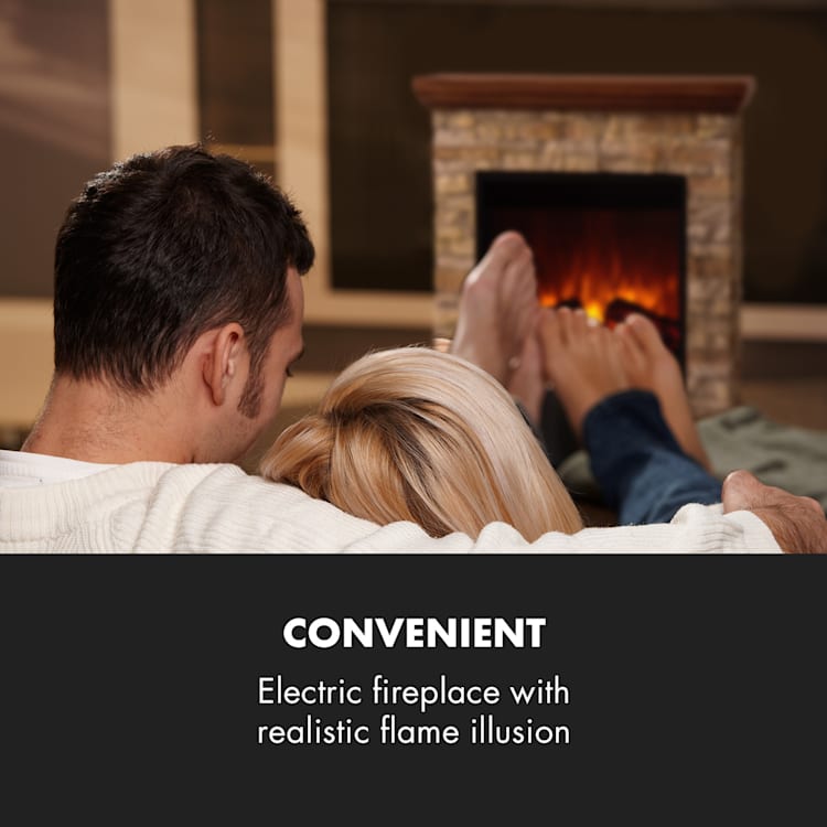 Etna Electric Fireplace 1800W Weekly Timer Remote Control Grey / Brown Dark Brown