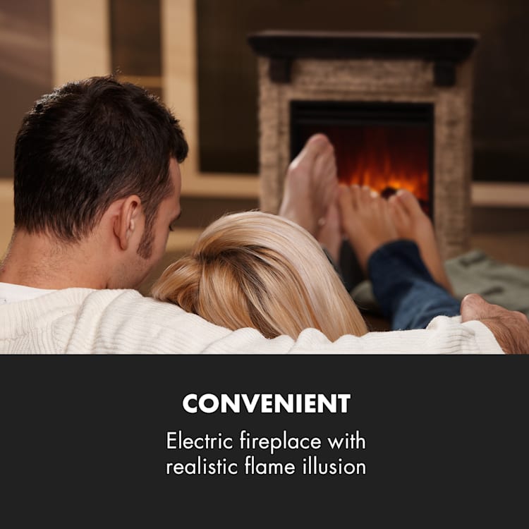 Etna Electric Fireplace 1800W Weekly Timer Remote Control Grey / Black Black