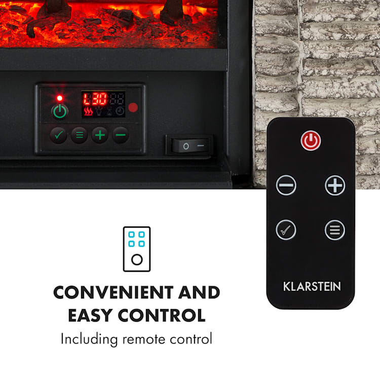 Etna Electric Fireplace 1800W Weekly Timer Remote Control Grey / Black Black