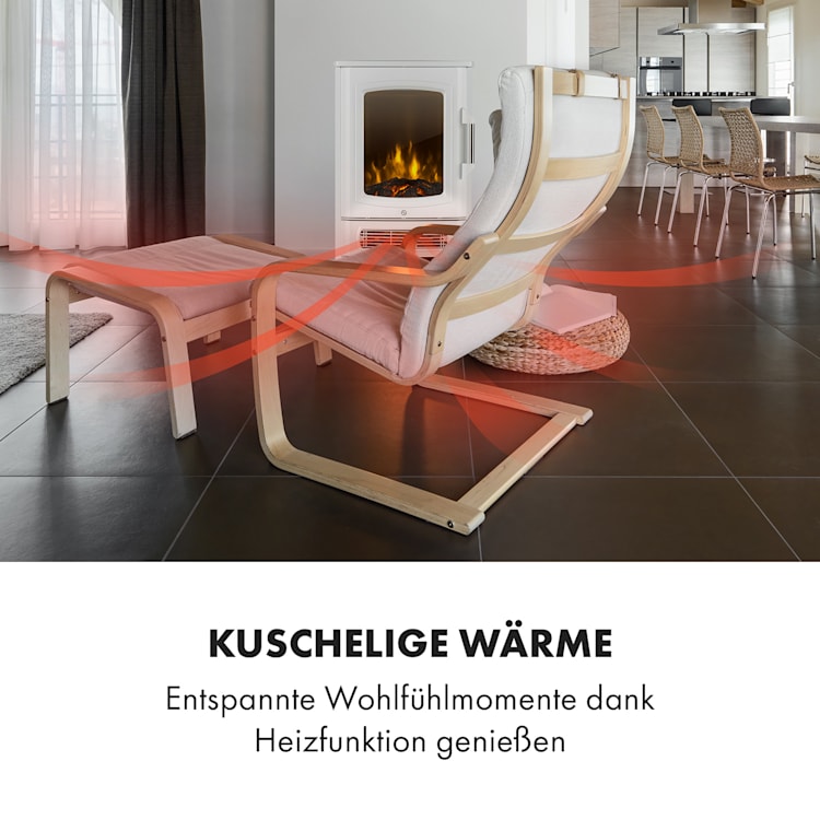 Bormio Panorama Elektrischer Kamin 1000/2000W Thermostat Weiß