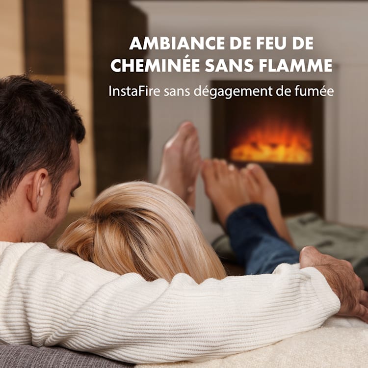 Chamonix cheminée électrique à radiateur soufflant 2000 W minuterie hebdomadaire télécommande blanc