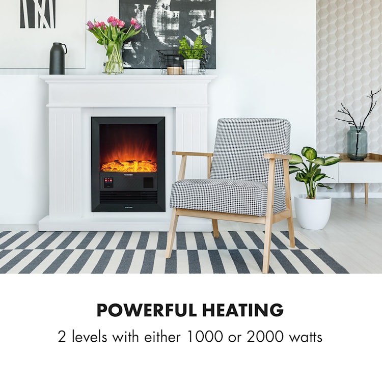Chamonix Electric Fireplace Fan Heater 2000W Weekly Timer Remote Control White