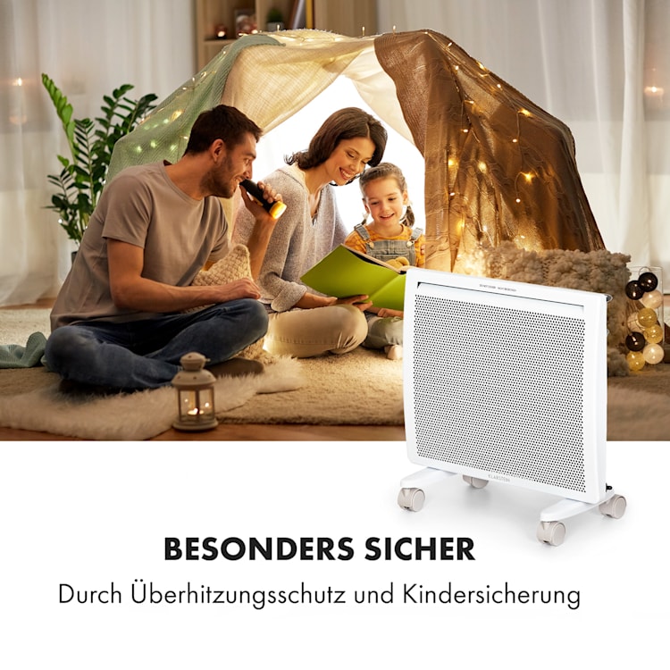 Klarstein Hot Spot Slimcurve Double Wave 2-in-1 Heizgerät 1000W Wochentimer weiß Weiß | 1000 W