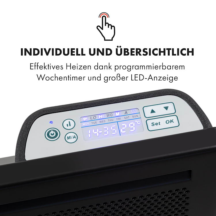 Hot Spot Slimcurve Double Wave 2-in-1 Heizgerät 1000W Wochentimer Stahlblech 1000 W | Schwarz