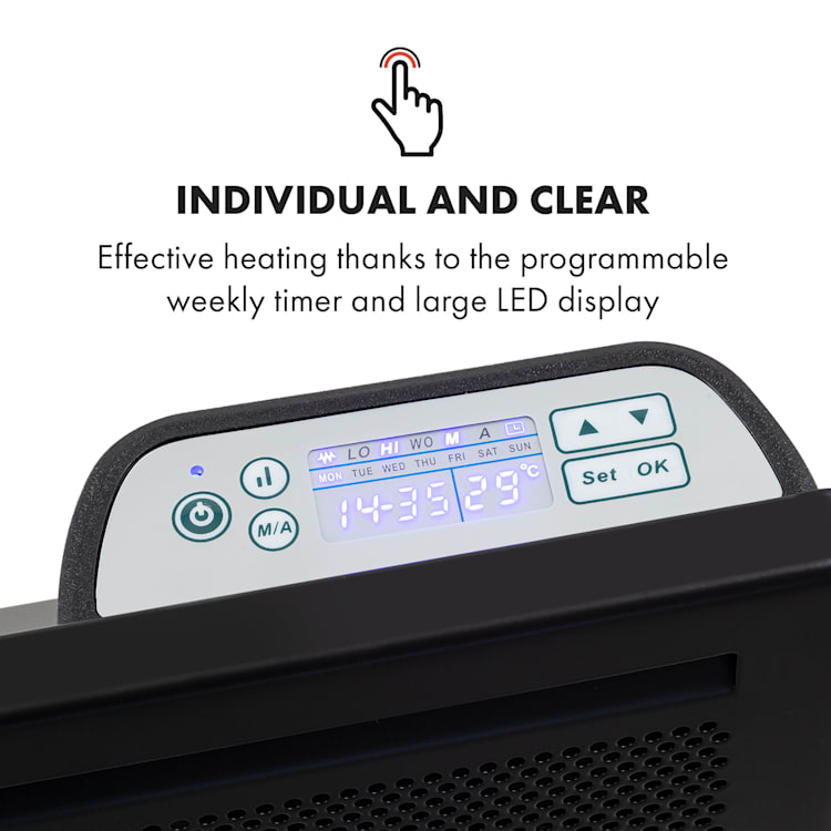 Hot Spot Slimcurve Double Wave, Heater, 1000W, Weekly Timer, Black 1000 W | Black