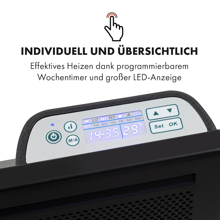 Hot Spot Slimcurve Double Wave 2-in-1 Heizgerät 2000W Wochentimer Stahlblech 2000 W | Schwarz