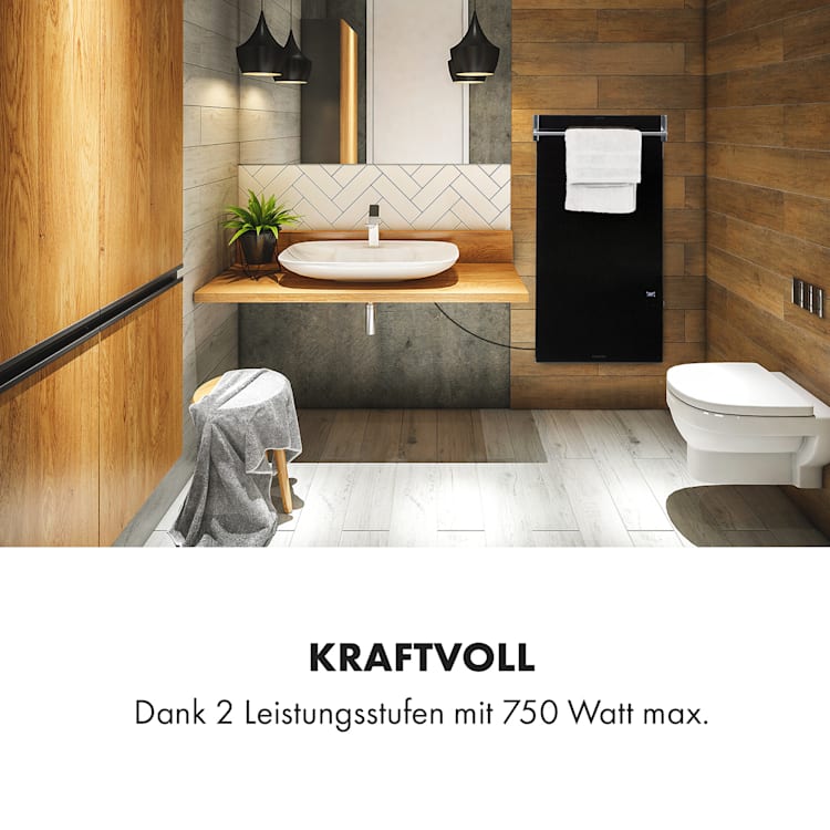 Hot Spot Crystal Spotless Smart Infrarotheizung 59x112cm 750W App-Steuerung Schwarz