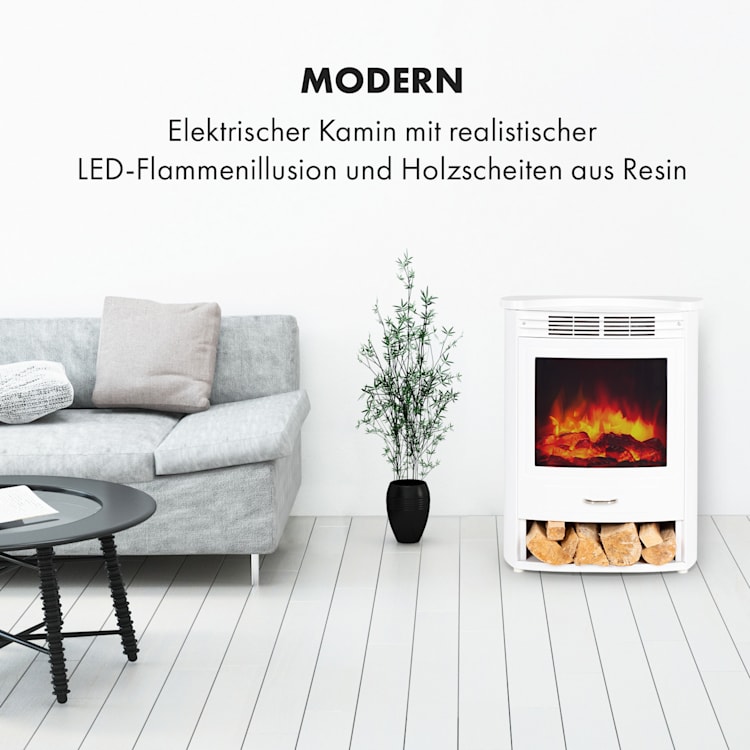 Bormio S Elektrischer Kamin 950/1900W Thermostat Wochentimer Weiß