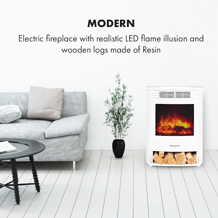 Bormio S WH, Electric Fireplace, 950 / 1900W, Thermostat, Weekly Timer, White White