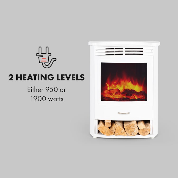 Bormio S WH, Electric Fireplace, 950 / 1900W, Thermostat, Weekly Timer, White White