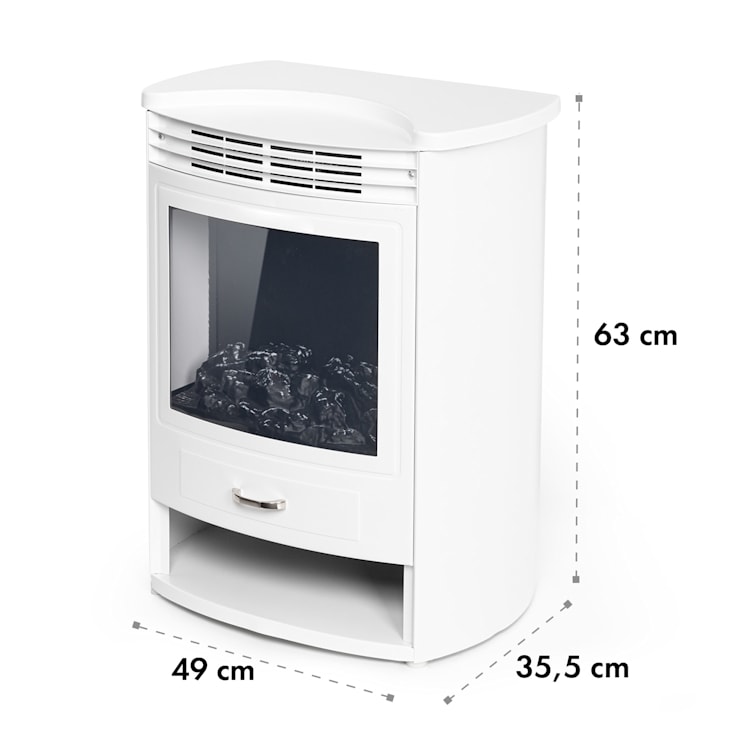 Bormio S WH, Electric Fireplace, 950 / 1900W, Thermostat, Weekly Timer, White White