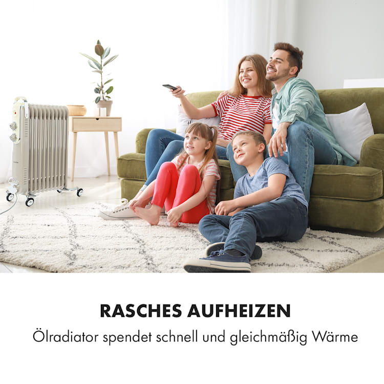 Thermaxx Retroheat Ölradiator 2500W Bodenrollen Taupe