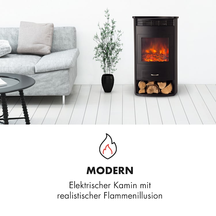 Bormio Smart Elektrokamin 950/1900W Thermostat Wochentimer Schwarz