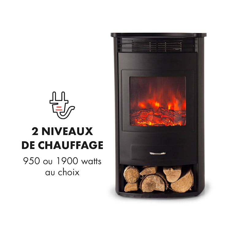 Bormio Smart Cheminée électrique 950/1900W thermostat minuterie hebdomadaire Noir