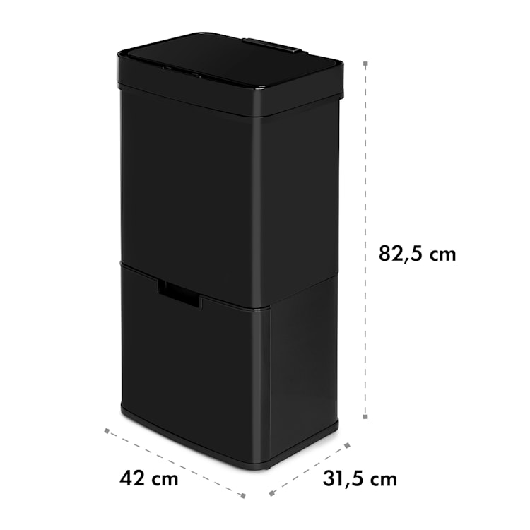 Touchless Black Stainless Steel, szemetesláda, érzékelő, 72 l, fekete Fekete