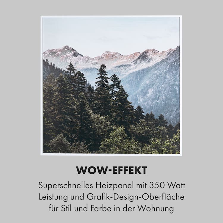 Wonderwall Air Art Smart Infrarotheizung 60x60cm 350W Wandinstallation App-Steuerung Berge 60 x 60 cm / Design: Berge