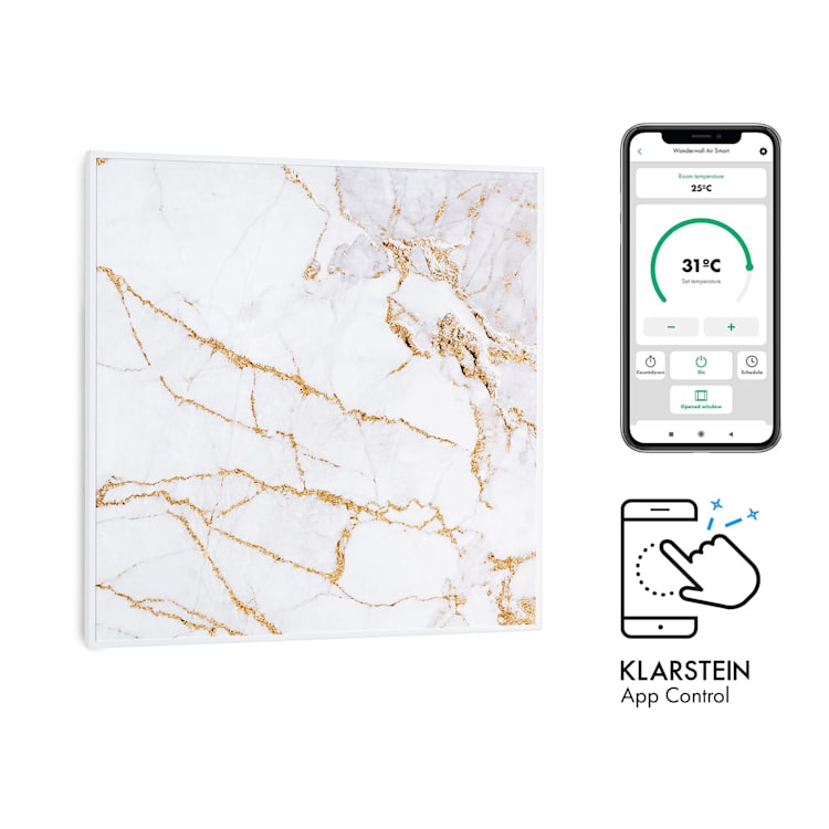 Wonderwall Air Art Smart Infrarotheizung 60x60cm 350W Wandinstallation App-Steuerung Marmor I 60 x 60 cm / Design: Marmor I