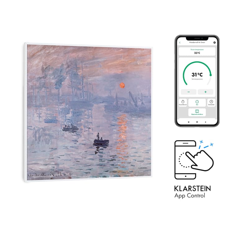 Wonderwall Air Art Smart Infrarotheizung 60x60cm 350W Wandinstallation App-Steuerung Sonnenaufgang 60 x 60 cm / Design: Sonnenaufgang