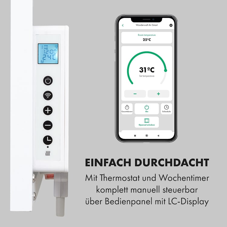 Wonderwall Air Art Smart Infrarotheizung 60x60cm 350W Wandinstallation App-Steuerung Marmor II 120 x 30 cm / Design: Marmor II