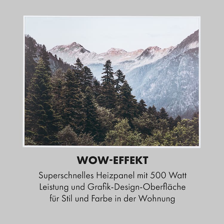 Wonderwall Air Art Smart Infrarotheizung 80x60cm 500W Wandmontage Berg 80 x 60 cm / Design: Berglandschaft