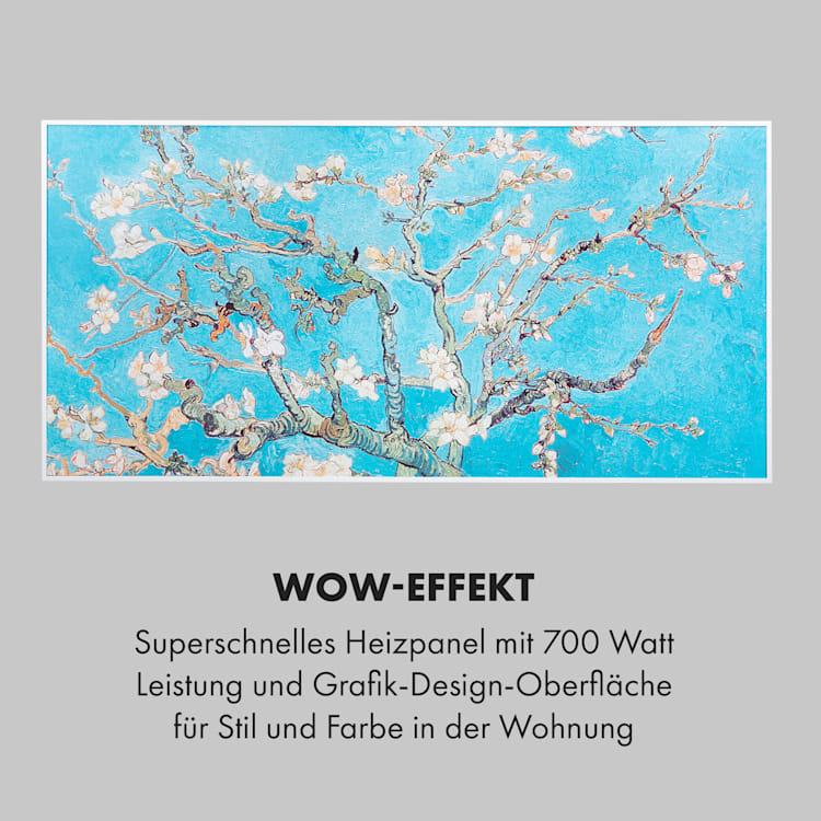 Wonderwall Air Art Smart Infrarotheizung 120x60cm 700W Wandinstallation App-Steuerung Mandelblüten 120 x 60 cm / Design: Mandelblüten