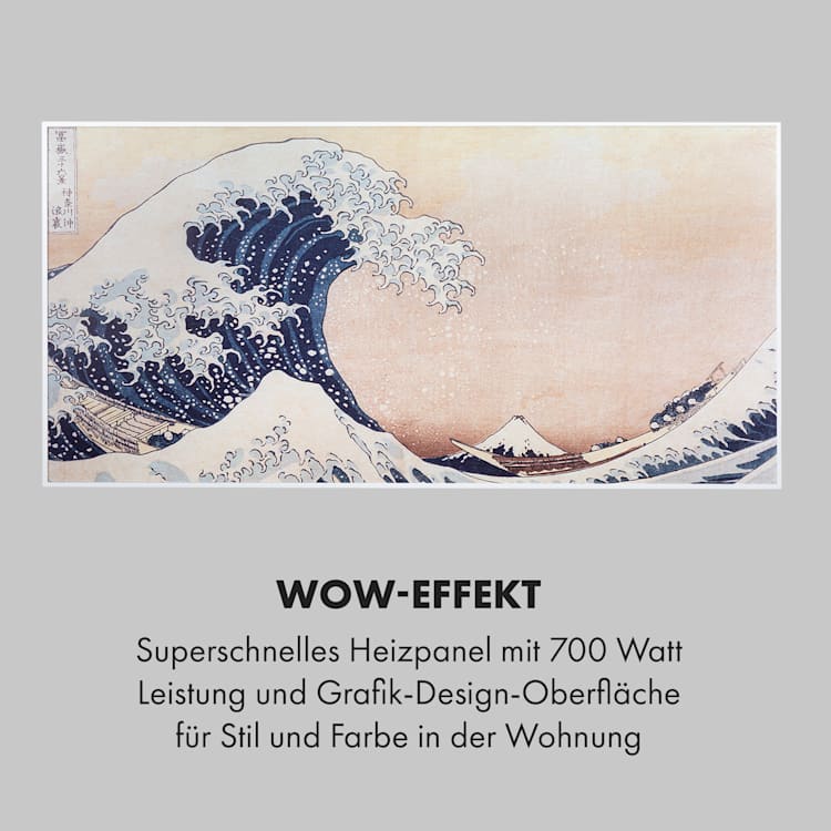 Wonderwall Air Art Smart Infrarotheizung 120x60cm 700W Wandinstallation App-Steuerung Wellen 120 x 60 cm / Design: Blaue Wellen