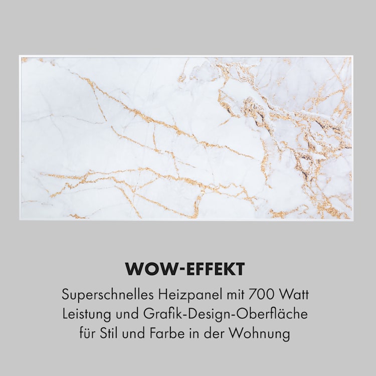 Wonderwall Air Art Smart Infrarotheizung 120x60cm 700W Wandinstallation App-Steuerung Marmor I 120 x 60 cm / Design: Marmor
