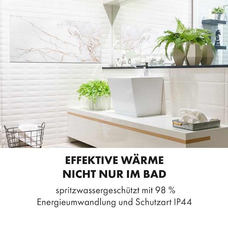 Wonderwall Air Art Smart Infrarotheizung 120x60cm 700W Wandinstallation App-Steuerung Marmor I 120 x 60 cm / Design: Marmor