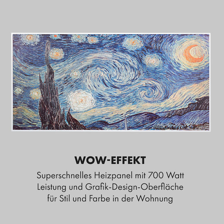 Wonderwall Air Art Smart Infrarotheizung 120x60cm 700W Wandinstallation App-Steuerung Sternennacht 120 x 60 cm / Design: Sternennacht