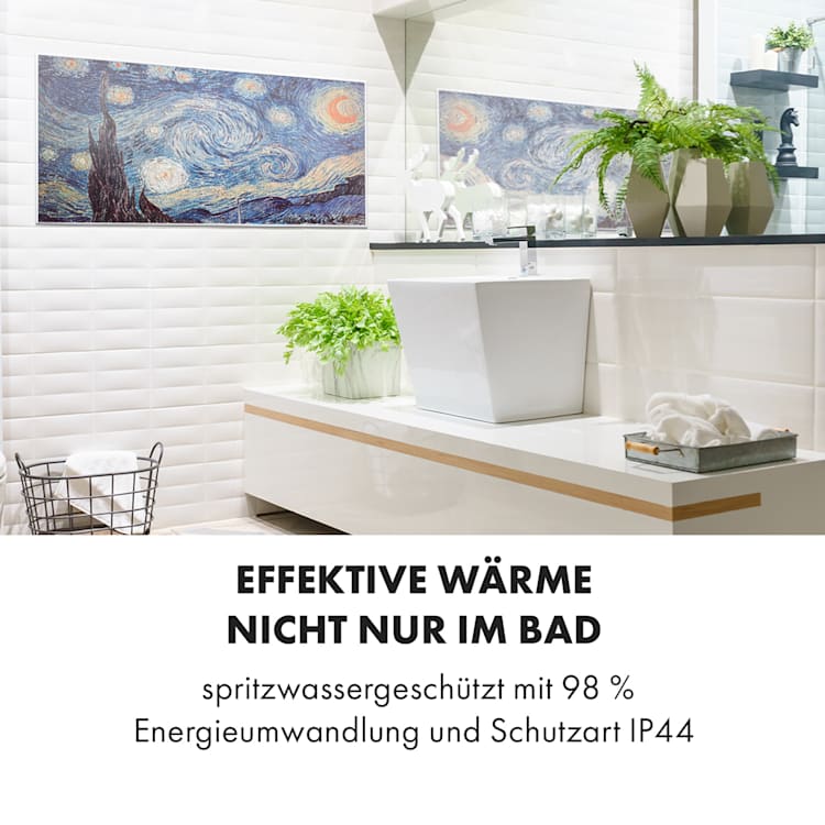 Wonderwall Air Art Smart Infrarotheizung 120x60cm 700W Wandinstallation App-Steuerung Sternennacht 120 x 60 cm / Design: Sternennacht