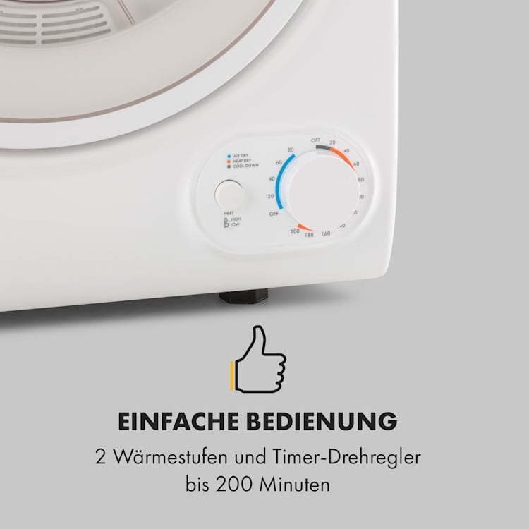 Jet Set 2500 Wäschetrockner Ablufttrockner 850W EEK C 2,5kg 50cm Weiß