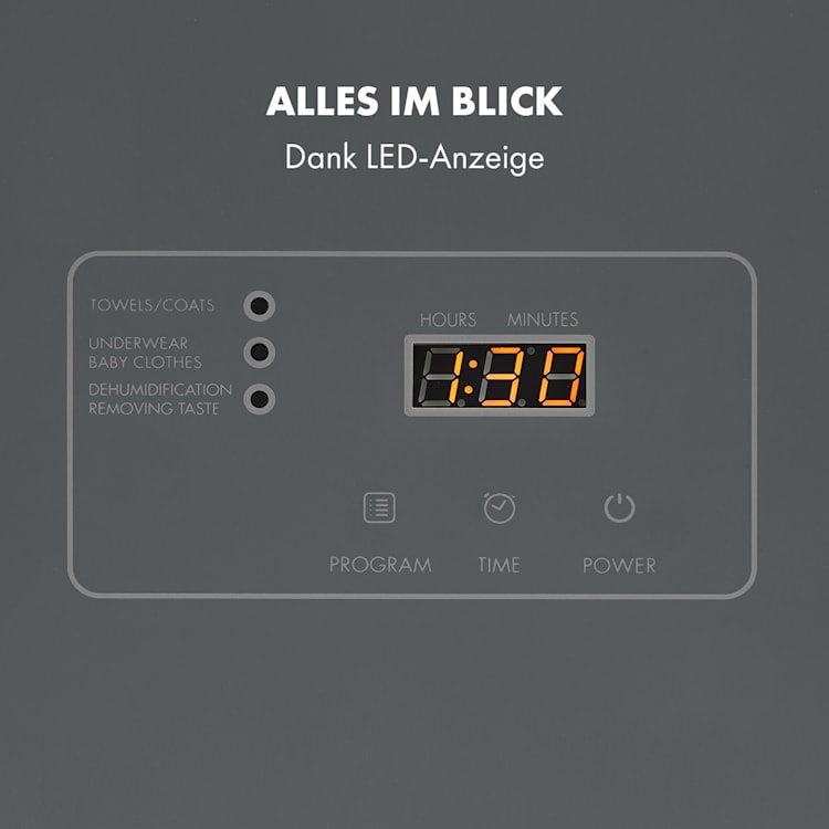Zap Dry Wäschetrockner 820W 50l Touch-Bedienfeld LED-Anzeige Grau