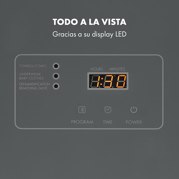 Zap Dry Secadora de ropa 820W 50l Panel de control táctil Indicadores led Gris