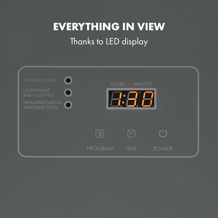 Zap Dry, ruhaszárító, 820 W, 50 l, érintőképernyős vezérlőpanel, LED kijelző Szürke