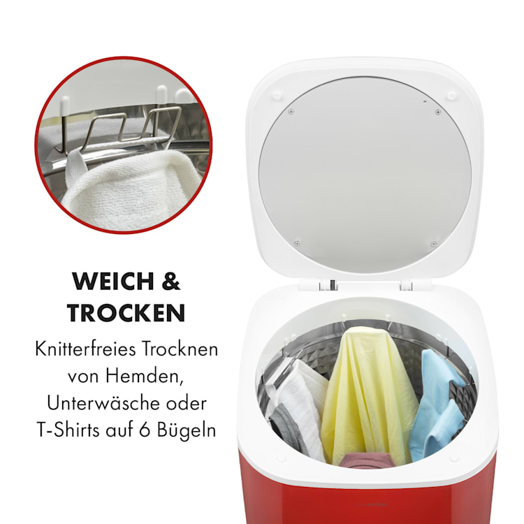 Zap Dry Wäschetrockner 820W 50l Touch-Bedienfeld LED-Anzeige Rot