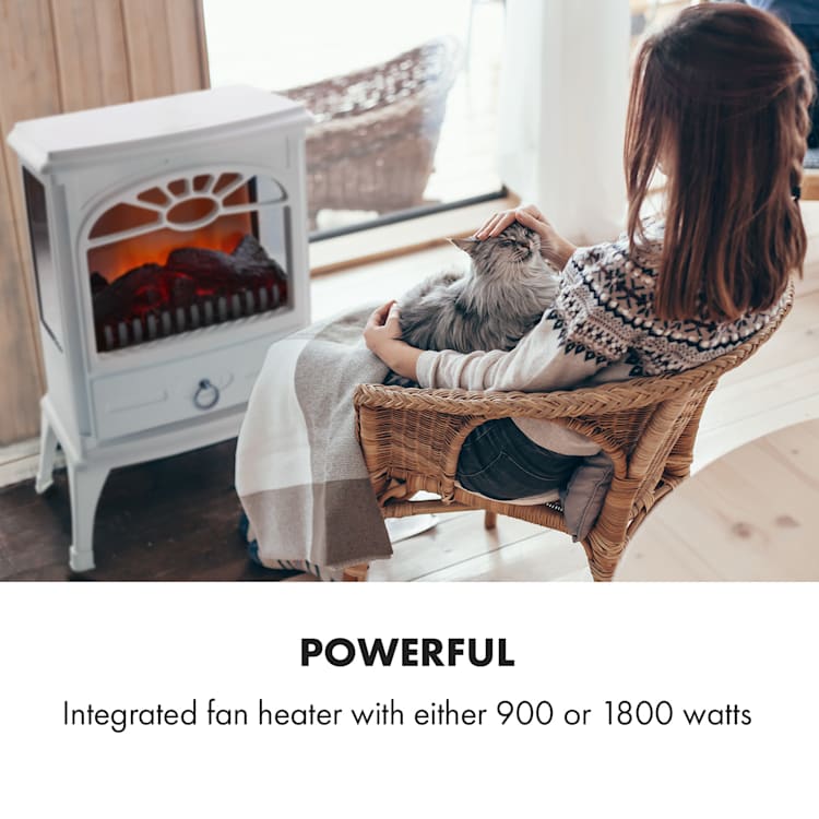 Leoben, Electric Fireplace, 900/1800 W, Thermostat, PanoramaView, White White