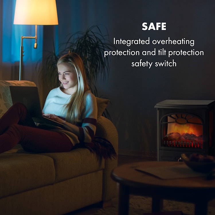Leoben electric fireplace 900 / 1800 W thermostat PanoramaView Black