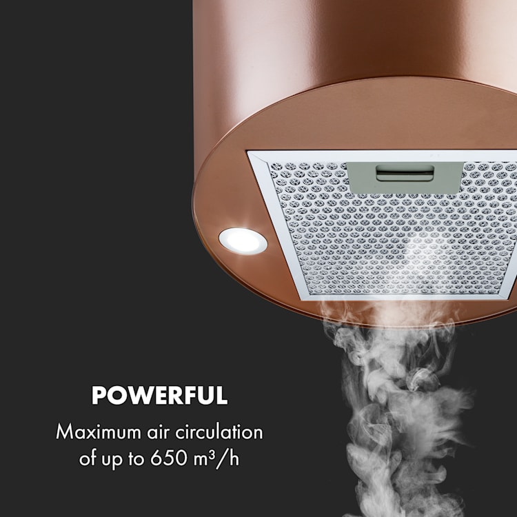 Beretta, Island Extractor Hood, Ø 35 cm, Exhaust / Circulating Air, 650m³ / h, LED, Copper Copper