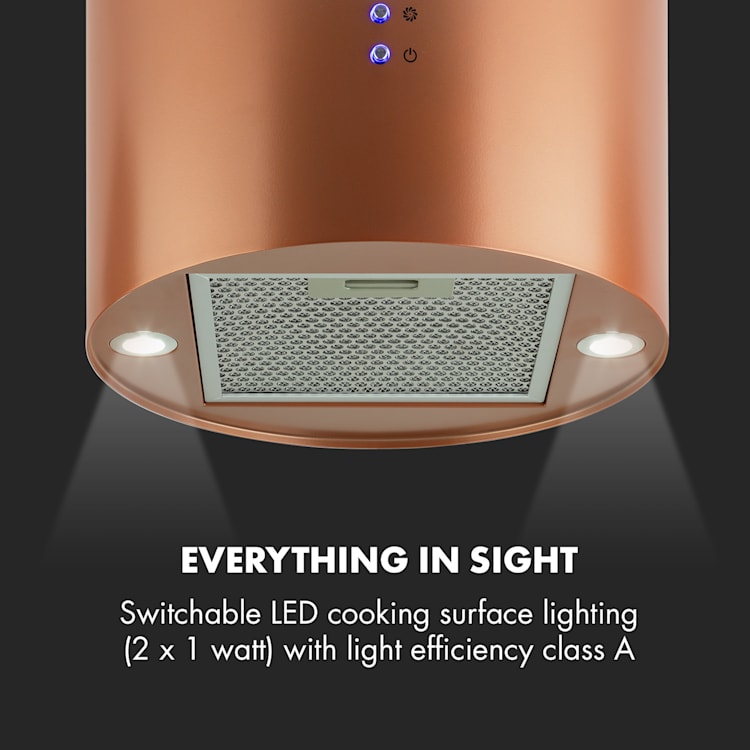 Beretta, Island Extractor Hood, Ø 35 cm, Exhaust / Circulating Air, 650m³ / h, LED, Copper Copper