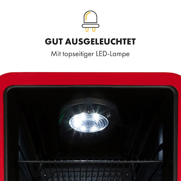 PopLife Getränkekühler Kühlschrank 70 Liter 0-10 °C Retro-Design LED Rot
