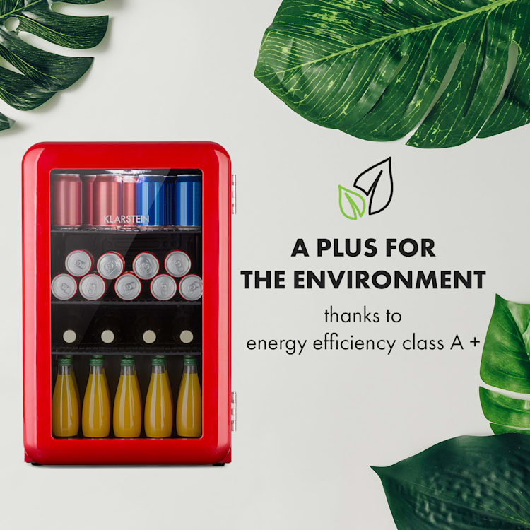 PopLife 65L, chladnička na nápoje, chladnička, 70 litrov, 0 – 10 °C, retro dizajn Červená