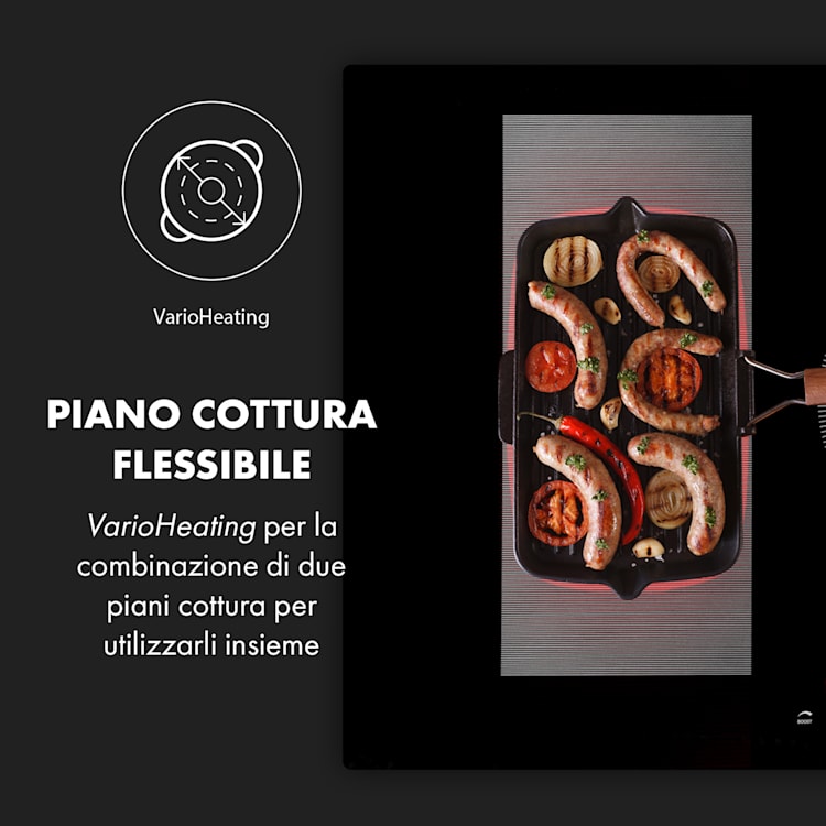 Delicatessa 90 Hybrid, piano cottura a incasso, induzione, 5 zone, 7000W, nero Nero | 5 (2x rettangolari, 1x rotondo da 21 cm, 2x rotndo da 18 cm)