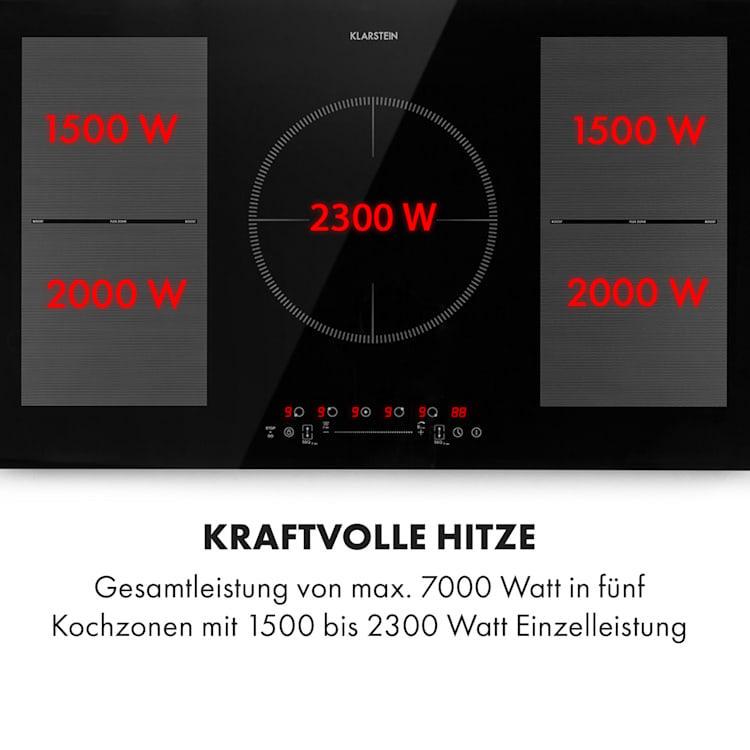 Delicatessa 90 Flex Einbaukochfeld Induktion 5 Zonen 7400W Autark Schwarz