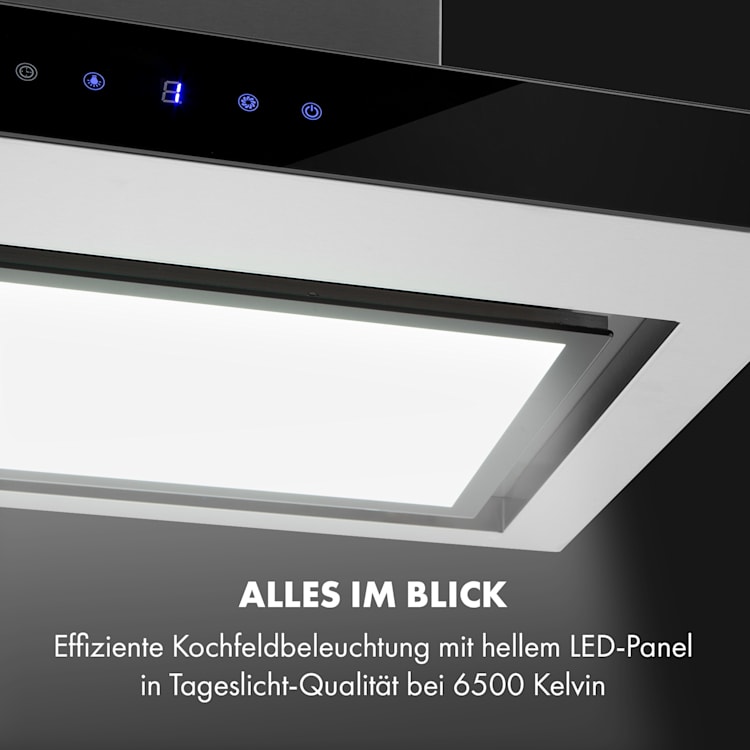 Ilona Brilliant Edition Wandabzugshaube 60cm 622m³/h Touch EEC B LED Glas Edelstahl 60 cm | Schwarz