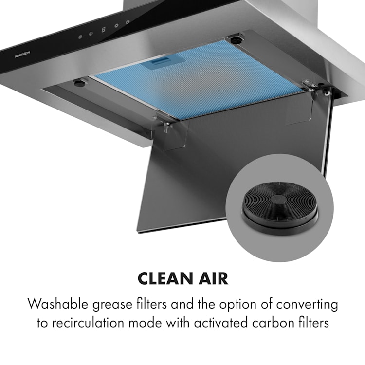 Ilona Brilliant Edition Wandabzugshaube 60cm 622m³/h Touch EEC B LED Glas Edelstahl 60 cm | Schwarz