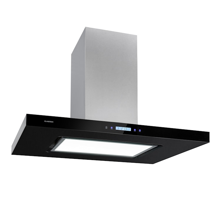 Valeria Brilliant Edition Inselhaube 90cm 643m³/h Touch EEC B LED Glas Edelstahl Schwarz